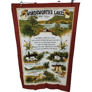 Wordsworths Lakes Souvenir Vintage Cotton Tea Towel Lake District Clive Mayor